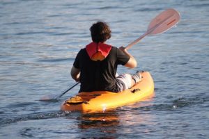 a lone kayaker at toronto islands
